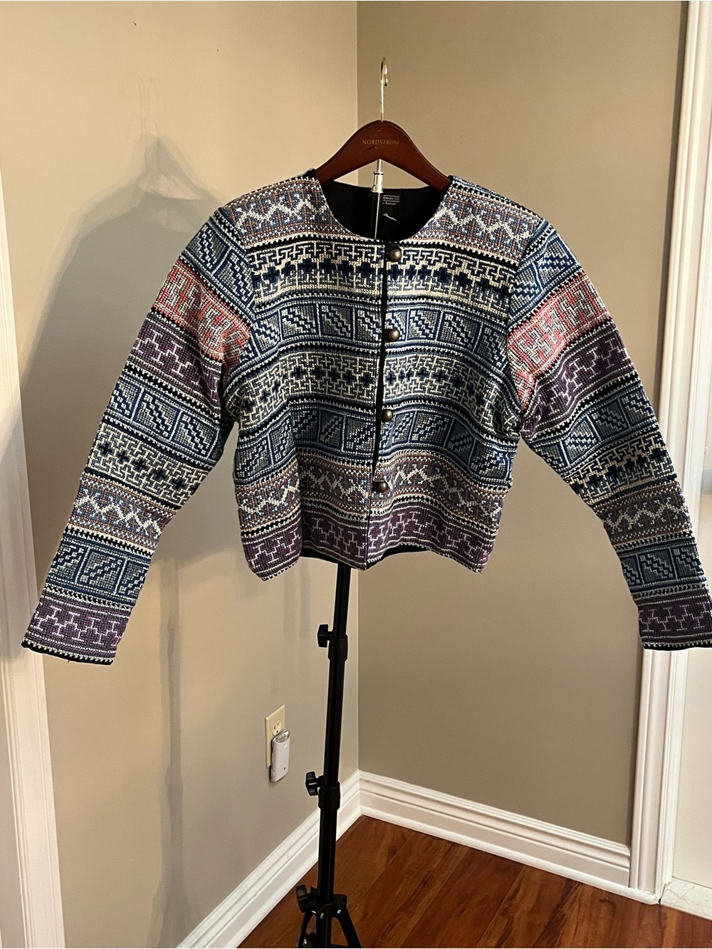 J. Peterman Multicolor Patterned Cropped woven Jacket